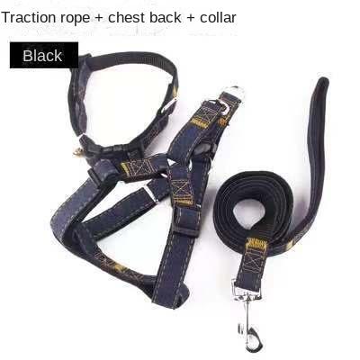 Pet Leash Denim Patch Chest Strap Walking Dog Leash Dog Leash Dog Leash Pet Supplies