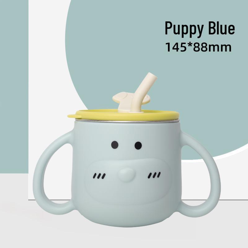316 Stainless Steel Children s Straw Learning Cup with Scale - Double-Layer Water and Milk Cup.