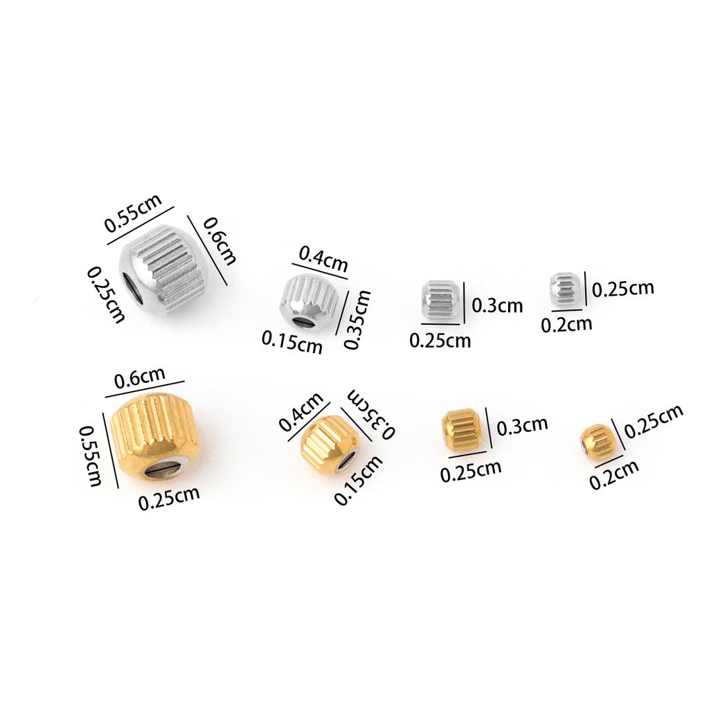1pack Stainless Steel Loose Beads Screw Grid Oblique Straight Line Tube Shape Beads for Jewelry Making Diy Bracelet Accessories