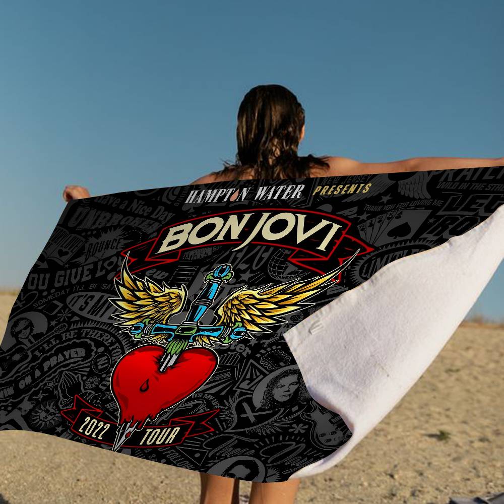 B-Bon J-Jovi Mikrofaserdecke Schnelltrocknende Strandtücher Übergröße Druck Super Saugfähige Pooltuchdecke