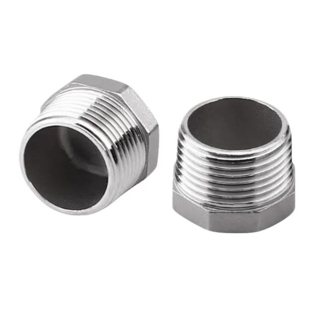 1/8" 1/4" 3/8" 1/2" - 4" BSPT NPT Male Hex End Plug Cap 201/304/316 Stainless Steel Connector Pipe Fitting Water Gas Oil 225 PSI