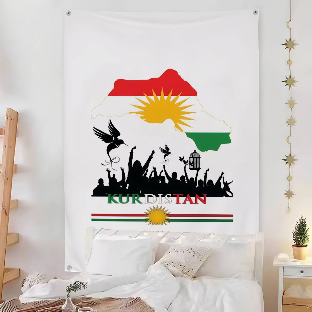 Kurdystan FLAGA Mapa Flaga Pokój Sypialnia Dom Wisząca na Ścianę na Zewnątrz Koncert Drukowany Tło Dekoracja Baner Artystyczny