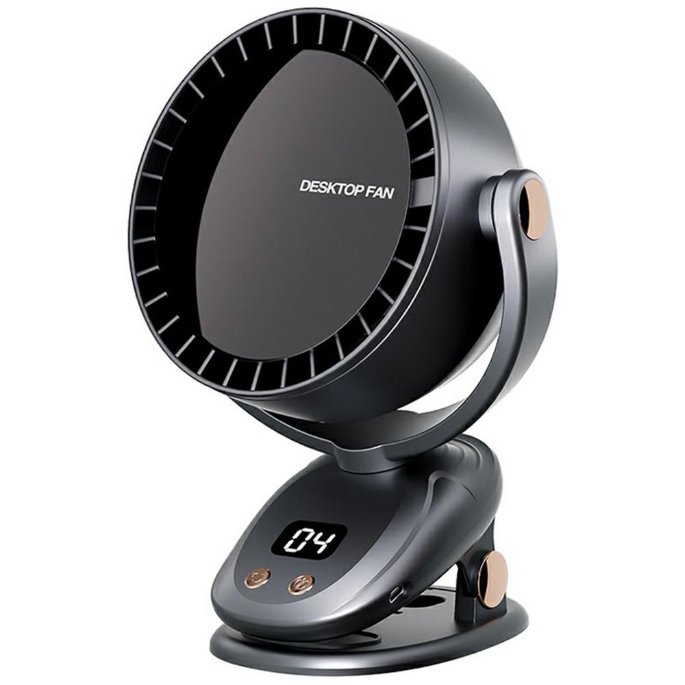 

6 Gears Adjustable Clip On Bladeless Fan Rechargeable Desktop Fan ( Built In 3600mAh Battery ) Dark Grey