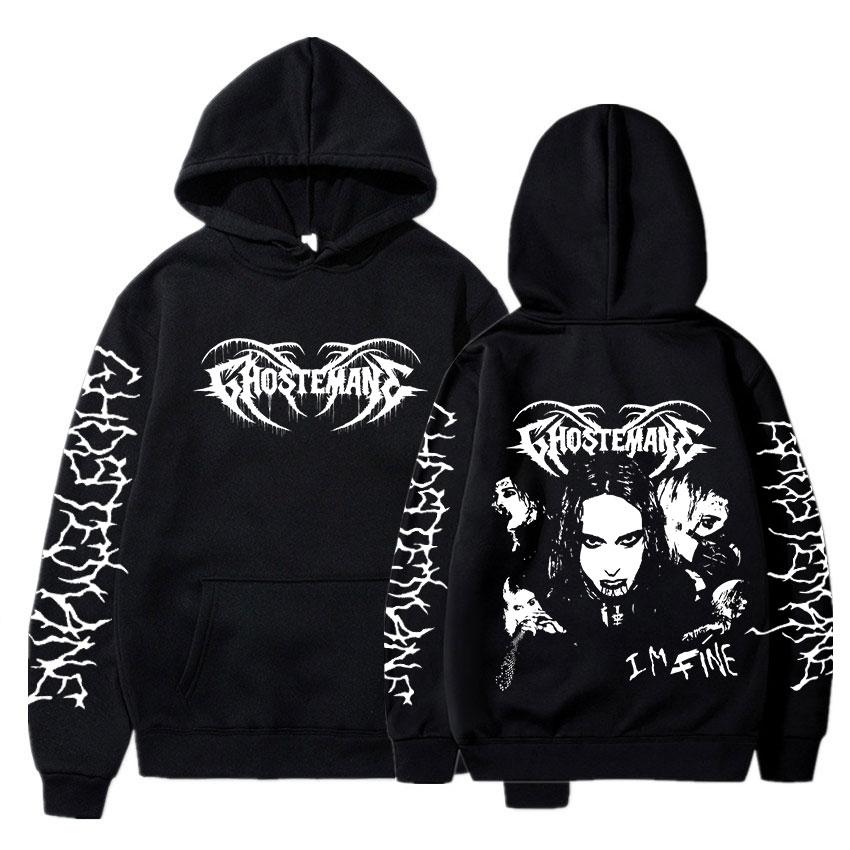 Ghostemane Mikina s potiskem na obou stranách Pánská Móda Hip Hop Metal Rock Mikiny Gotické Oversize Mikina Tepláková souprava Streetwear