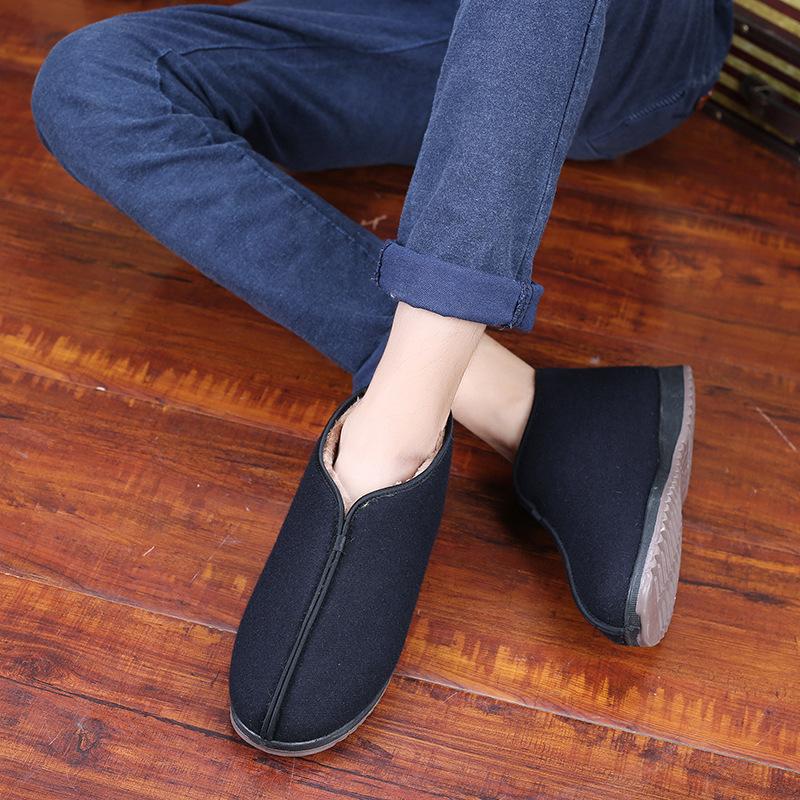 Old Beijing Cloth Shoes Winter Men's Cotton Shoes Velvet Casual Cotton Boots Warm Feet Old Man Shoes Dad Shoes