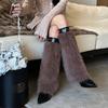 Women's winter imitation fur fox fur boots belt punk European and American tall tube 40 long tube snow boots shoes