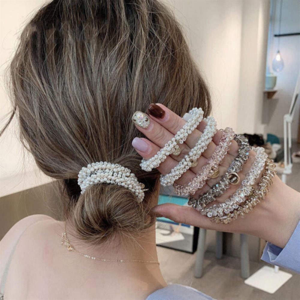 New Arrivals Open Run Bling Hair Tie Pearl Strap Gold Charm