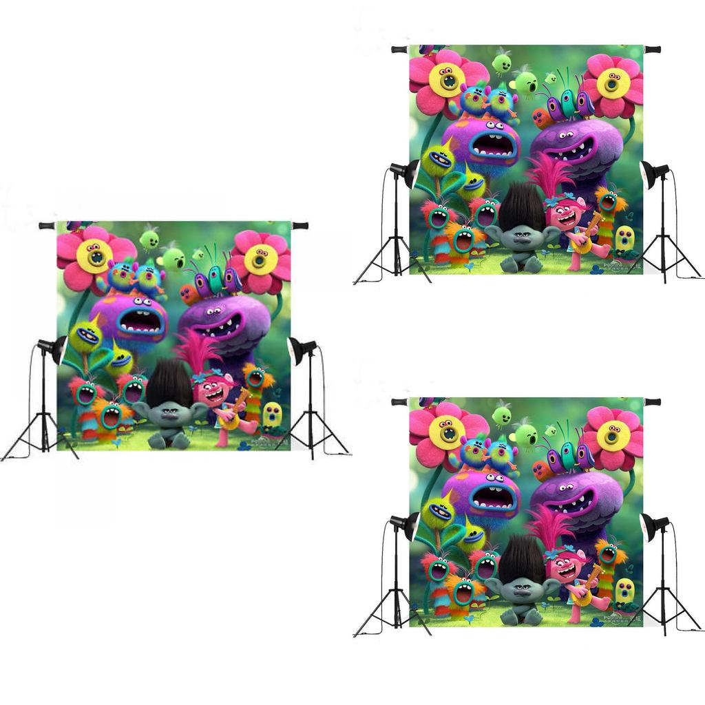 Fundo Fotográfico de Natal Trolls World Tour Para Estúdio de Fotografia Infantil Decoração Criativa