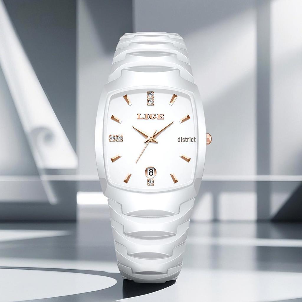 LIGE Retro Square Calendar Waterproof Multifunctional Sports Quartz Couple Watch