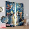 2pcs,2D Plane Printing Print Curtains Crystal Kittens Polyester Woven (without Rod) All Seasons for Living Room, Bedroom & Home