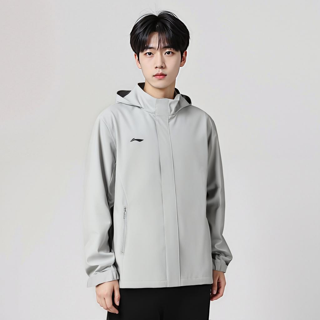 Li-Ning Minimalist Brand Logo Loose Windbreaker Hoodie Men Outerwear AFDVJ43-1