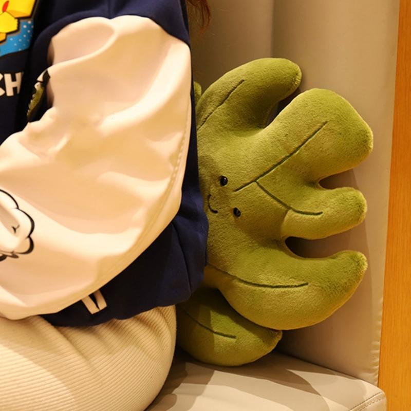 Green Plant Plush Doll  Leaf Shaped Pillow Soft and Comfortable Cushion for Relaxation Fun Home Decor