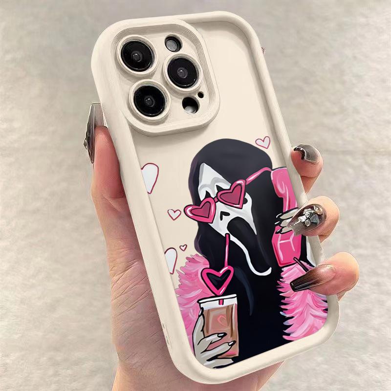 Fashionable Skull Printed Phone Case For iPhone 16 15 14 13 12 11 Pro Max XS X XR 7 8 SE Thickened Silicone Soft Back Cover