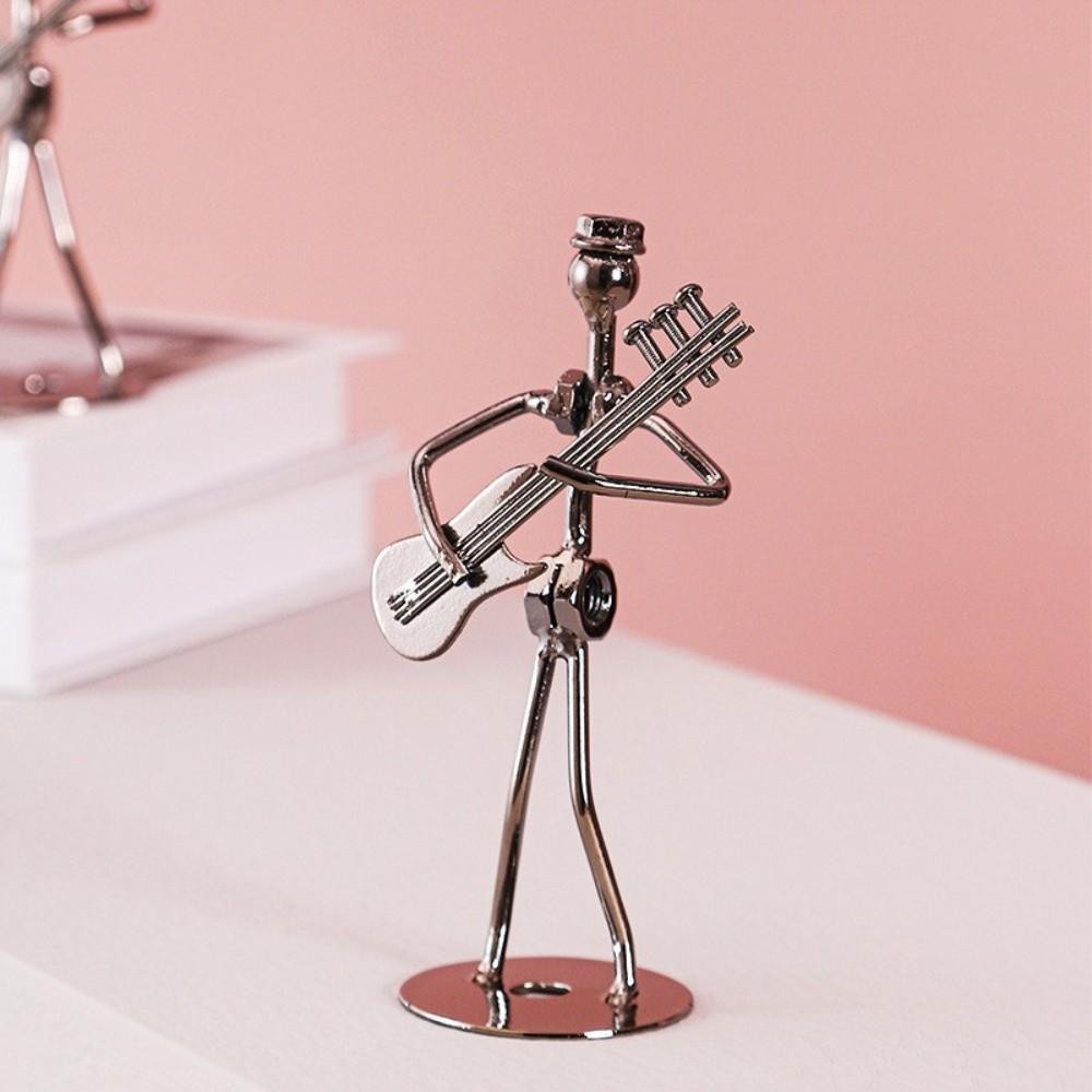 Metal Guitar Player Statue Violin Band Man Model Mini Decoration Handicraft For Music Lovers