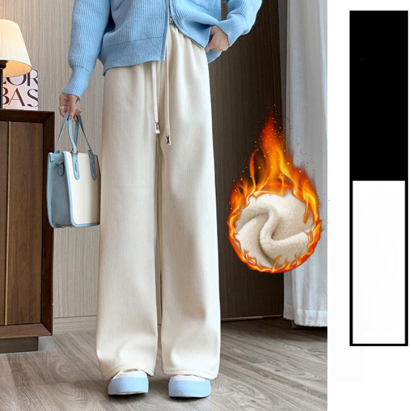 Pantalon large chaud automne et hiver pantalon décontracté ample de couleur unie