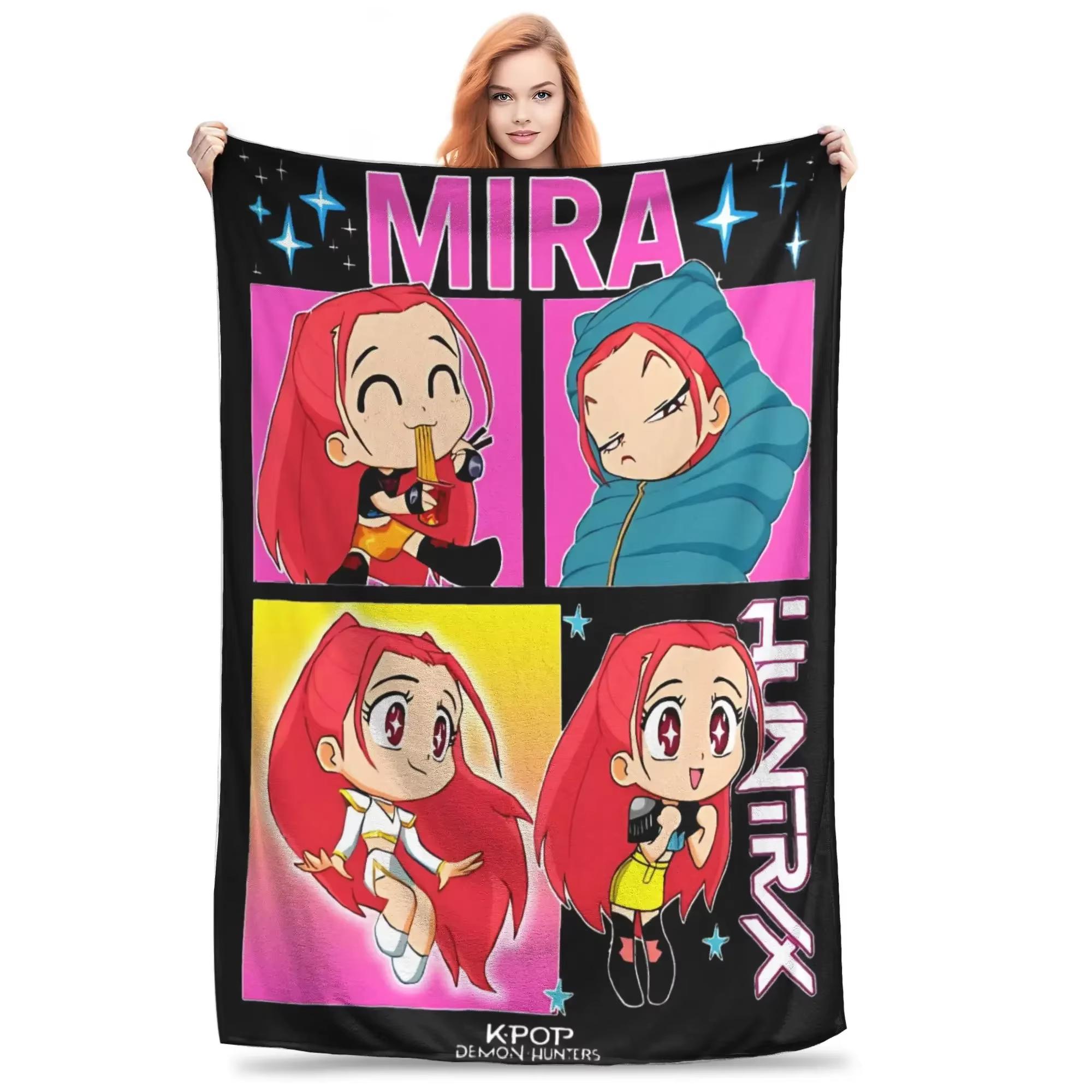 

Kpop Охотники на демонов Huntrix Плюшевый плед Студенческий фланелевый плед для дивана, кресла, софы, кровати Супер теплый качественный плед 70X100cm