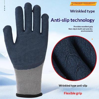 Winter Thickened And Velveted Tire Rubber Wear-Resistant Anti-Slip Construction Site Labor Protection Gloves Construction Gloves
