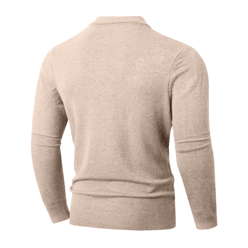 Men's Casual, Form-fitting Solid-color Square-neck Button Knitted Long-sleeved Sweater