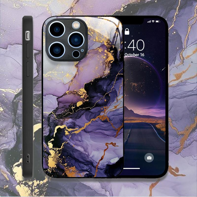 Fashion Colorful Marble Phone Case for IPhone 11 12 13 14 15 16 Pro Max Mini X XR XS 7 8Plus SE2 Shockproof Tempered Glass Cases