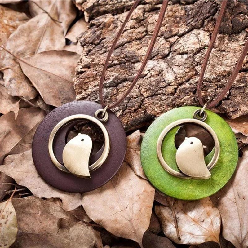 1 PC Bohemia Bird Pendant Necklaces for Women Men Vintage Long Wooden Chain Charms Necklace Fashion Jewelry Christmas Gifts 189]