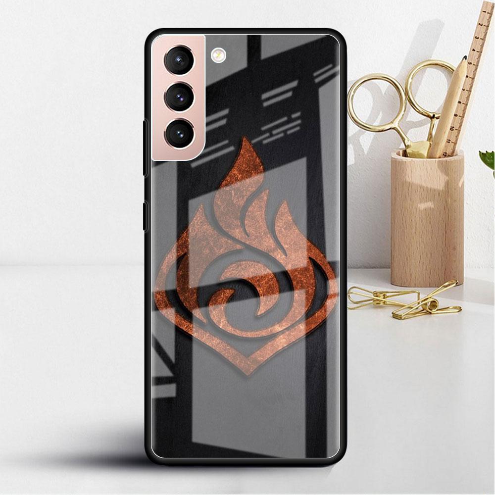 Genshin Impact Glass Case For Samsung Galaxy S22 S20 FE S21 Plus Phone Cover S10 5G S9 Note 20 Ultra 10 Lite Shell