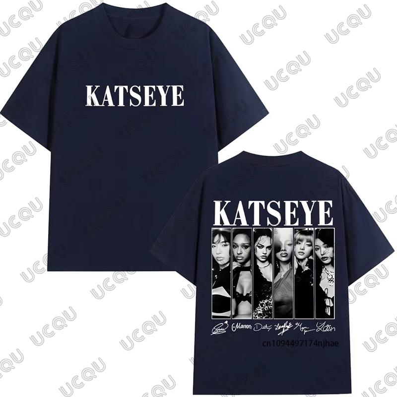2026 New Vintage Korean Style Katseye Graphic Cotton WoUnisex Tshirt Summer Casual Kpop Streetwear Tees Oversized Unisex Tops