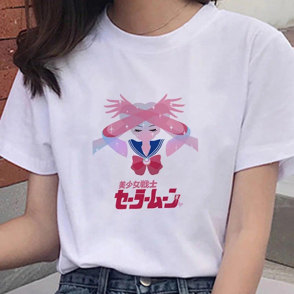 

Хлопковая футболка Аниме Сейлор с принтом Луны женская одежда модная готическая одежда с коротким рукавом негабаритная женская футболка унисекс 4XL