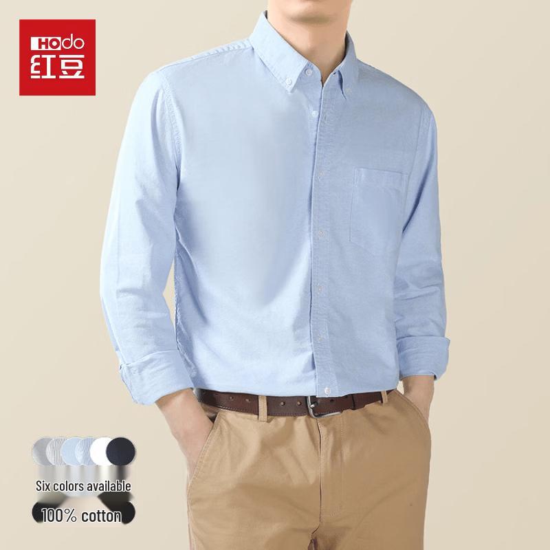 Hodo Men's Oxford Cloth Long-Sleeve Shirt