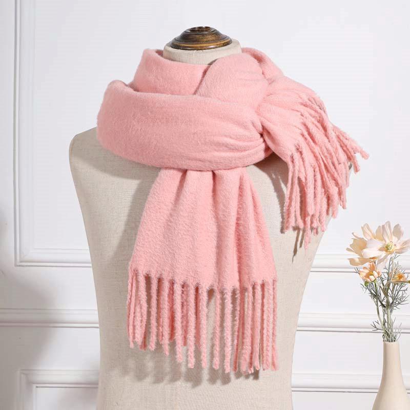 Imitation cashmere scarf women's autumn and winter mink hair men's scarf light luxury high-end sense solid color scarf Korean atmosphere sense