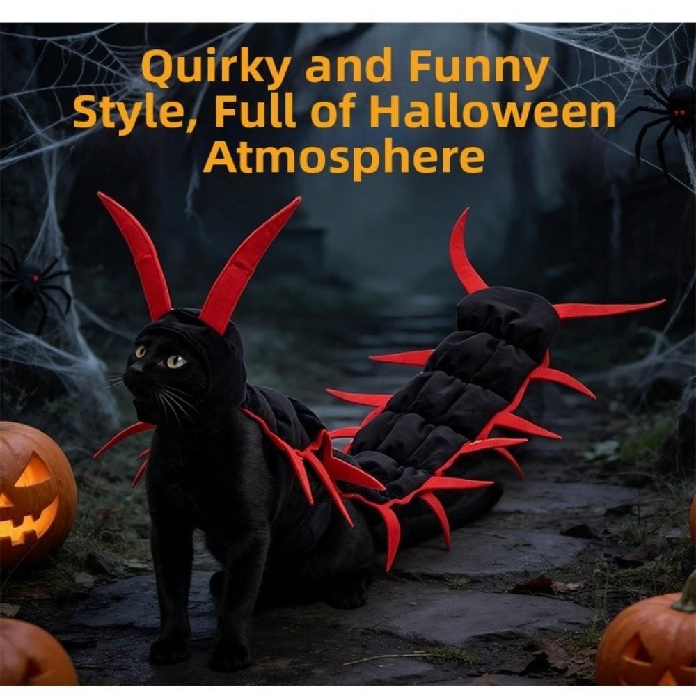 Fluffy Halloween Centipede Cat Costume Long Segmented Simulated Centipede Pet Transform Cosplay Creepy Adjustable