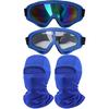 2Pcs Motorcycle Goggles With 2Pcs Balaclavas, Dirt Bike ATV Motocross Riding Racing Ski Goggle Safety Glasses