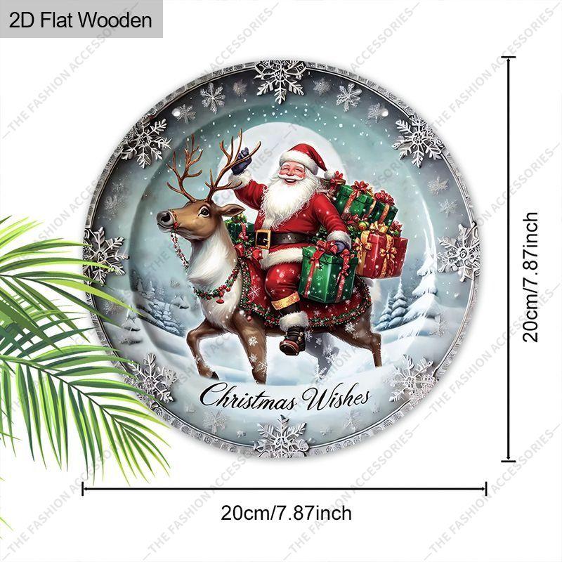 Christmas decoration sign,indoor hanging decorations,2D flat Wooden products withSanta Claus and Deer pattern,Christmas gifts for friends and family