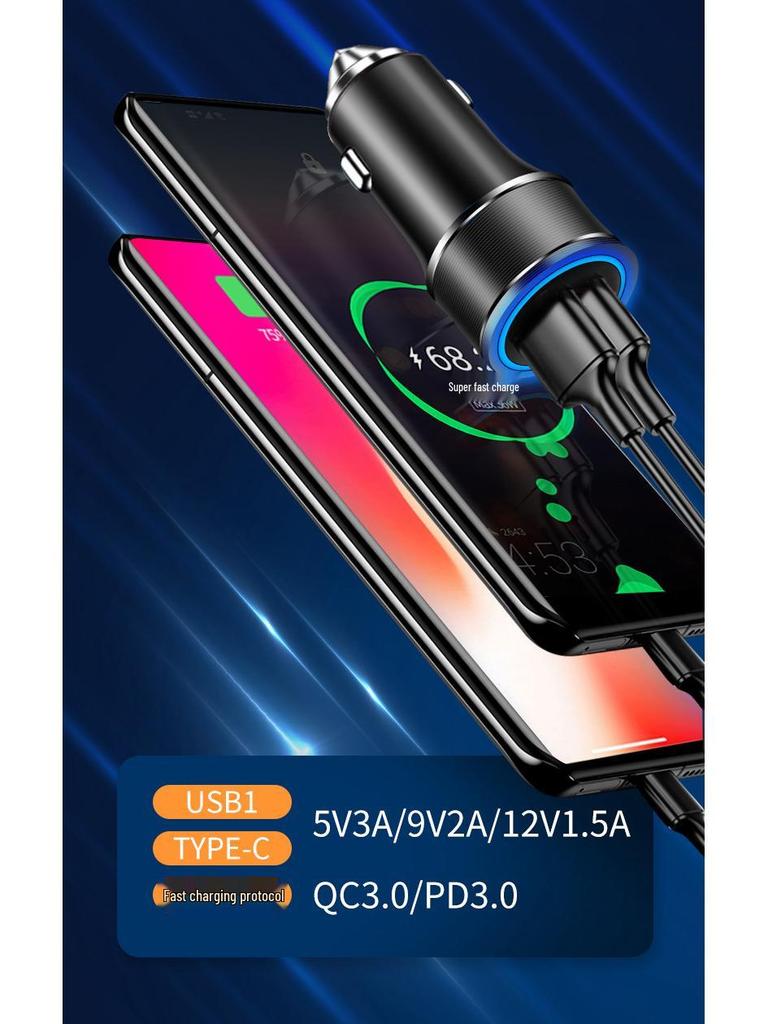 36W Dual USB & Type-C PD QC3.0 Fast Car Charger