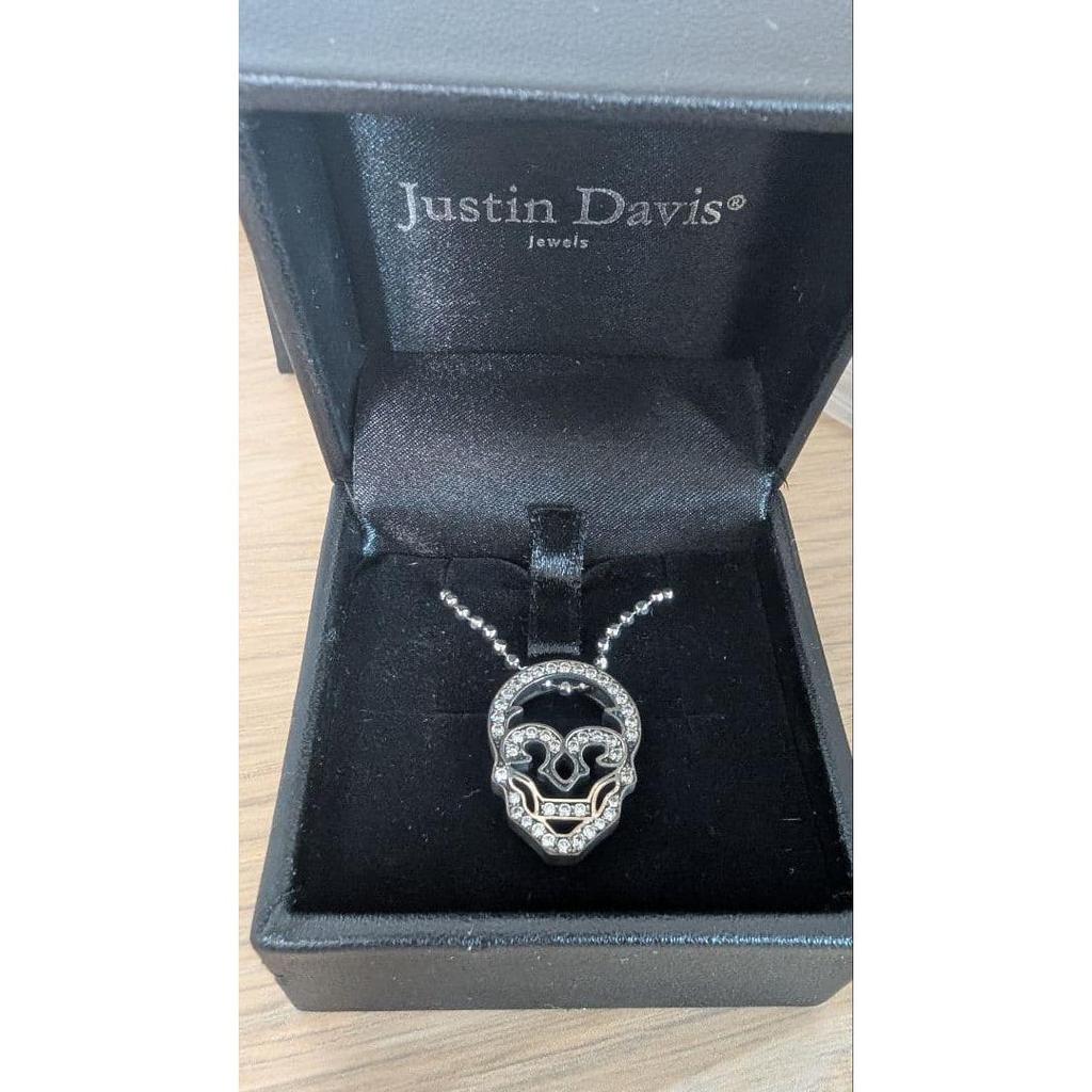 Used Justin Davis Hollow Skull Necklace Silver 925