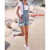 Pantalones Vaqueros Rectos de Tiro Medio Azules, Shorts Vaqueros Lavados, Jeans Oscuros Elegantes para Ir al Trabajo, Petos