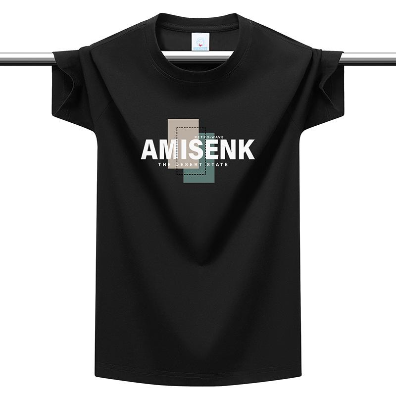 

220g Heavyweight Cotton Men s T-Shirt Solid Color Plus Size S-6XL Multi-colors Breathable Tee M чёрный