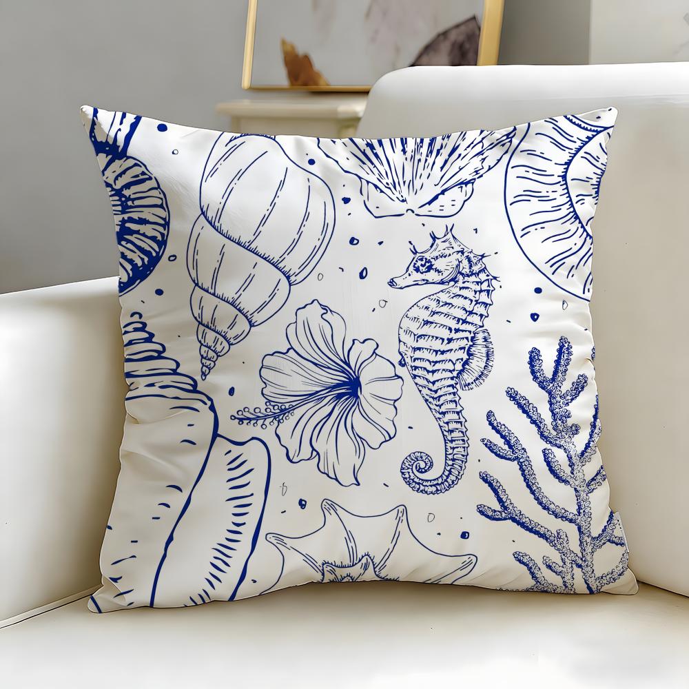 Classic Theme Marine Animals Cushion Cover Soft  EasyWash Pillow Case  Versatile for Couch Bed Travel and Office
