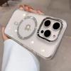Luxury Bling Glitte for Magsafe Clear Case For iPhone 17 Air 16 Pro 15 14 13 12 11 Pro Max Magnet Metal Plating Lens Frame Case