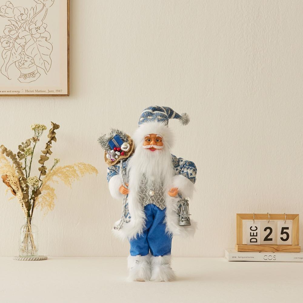 New blue Santa Claus doll doll Christmas decoration standing Santa Claus decorative ornament gift