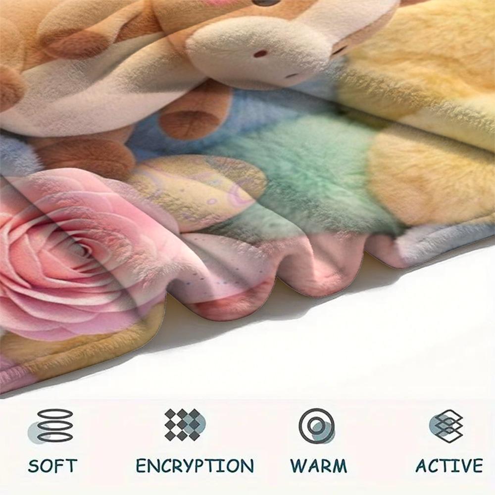 1Pc Pony Brown Print Flannel Blanket, High Quality Comfortable for All Seasons, Home Decor, Warmth and Comfort, Perfect for Christmas Gifts