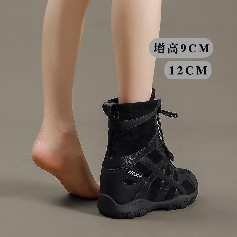 Inner height increase of 9 cm Martin boots women's 2025 new outdoor hiking shoes retro platform western boots short boots