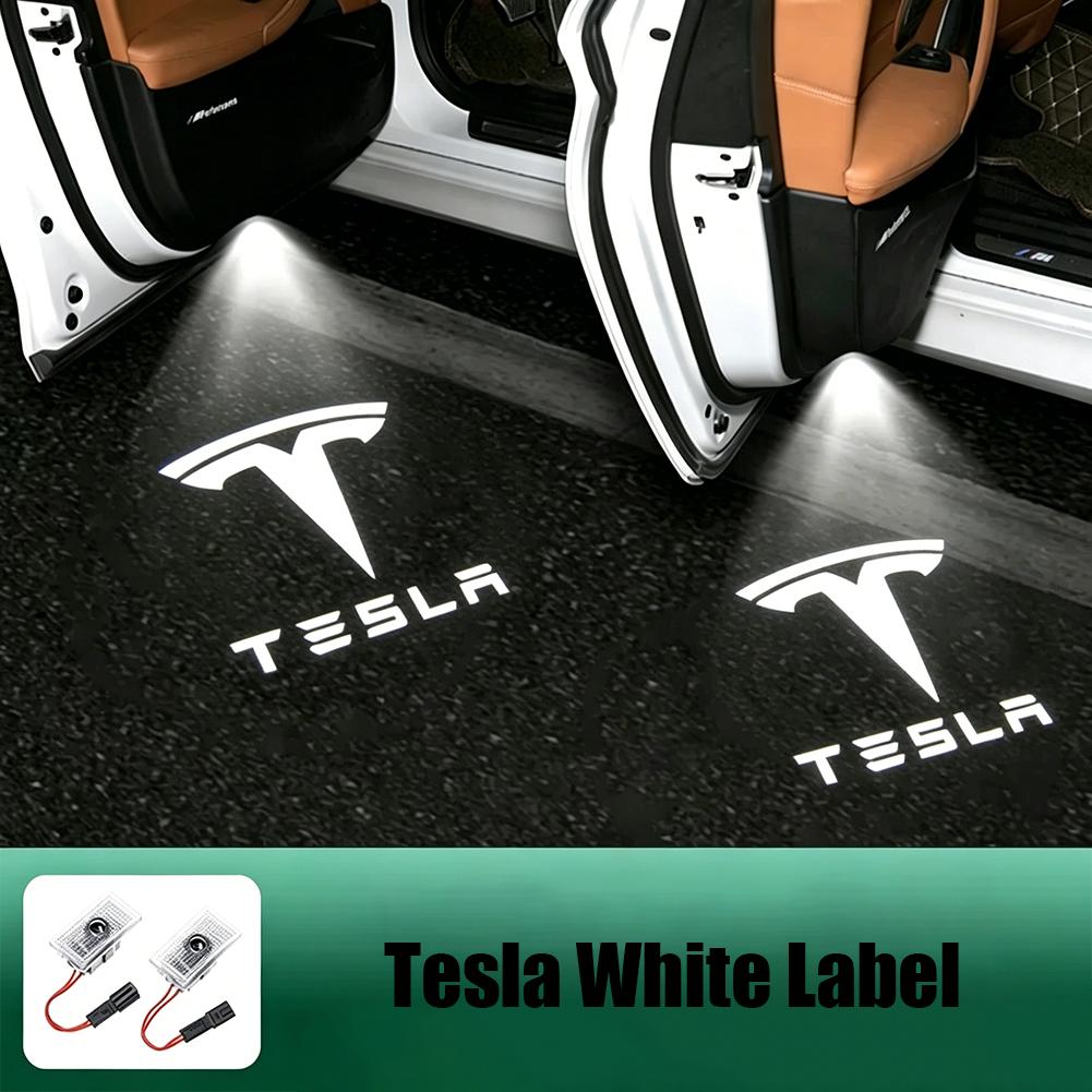 

2Pcs Car Door Projector Lamps Welcome Lights Accessories For Tesla Model 3 Model S Model X Model Y Cybertruck Roadster/Valve Cap
