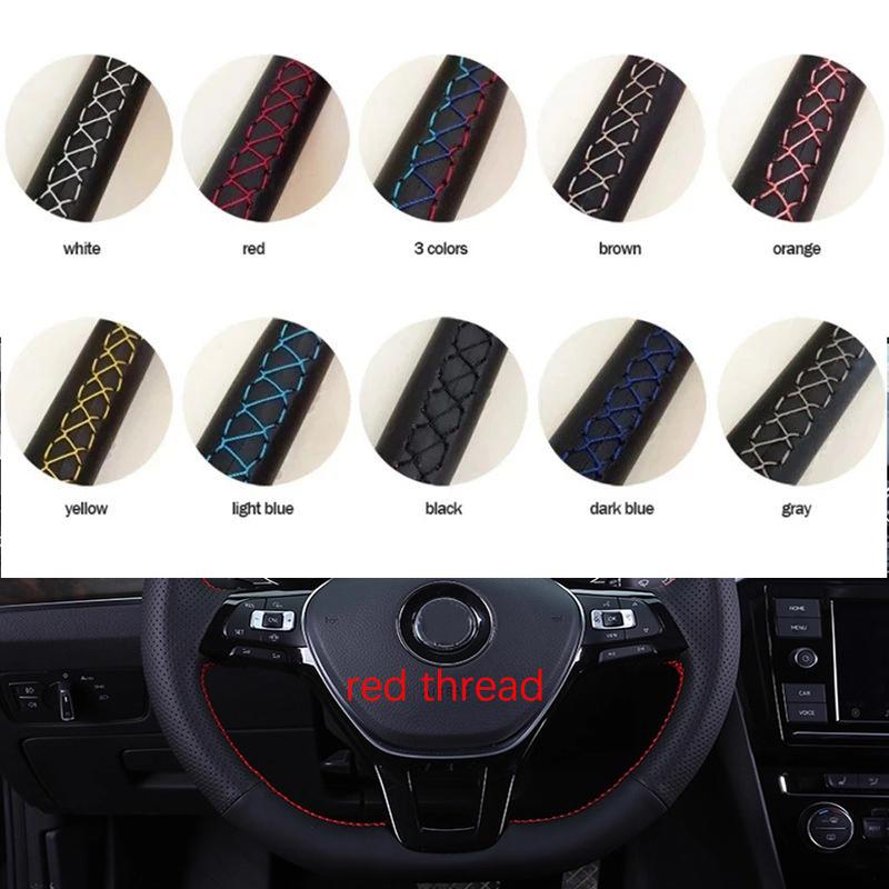 Non-Slip Black Artificial Leather for Nissan Patrol Y62 2012-2018 Teana J32 Diy Hand Stitched Braid Car Steering Wheel Cover