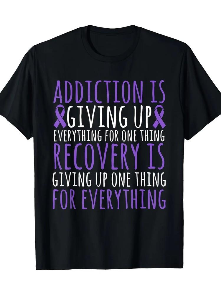 

100% Cotton Men s Addiction Recovery Awareness T-Shirt - Giving Up is Not an Opt 2XL