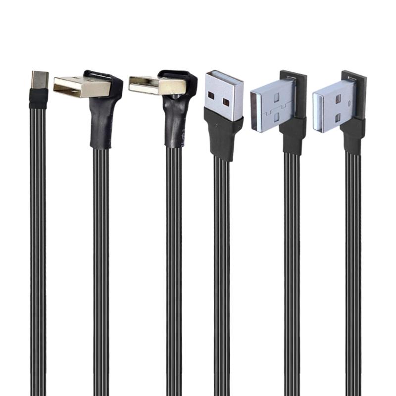 Flat Flexible Right Angled 90 Degree Usb Male to Type C Charging Data Cable 10W for Cellphone Laptop