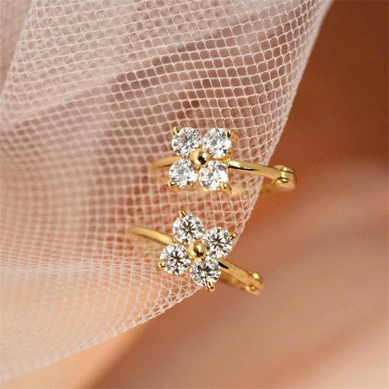 Orecchini a Bottone Fiori in Zirconia placcati Oro 18K Argento Sterling 925 per Donna Gioielli Esclusivi Francesi per Feste Regalo