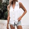 Summer New Solid Color V-neck Loose Sleeveless Vest Women's Shirt