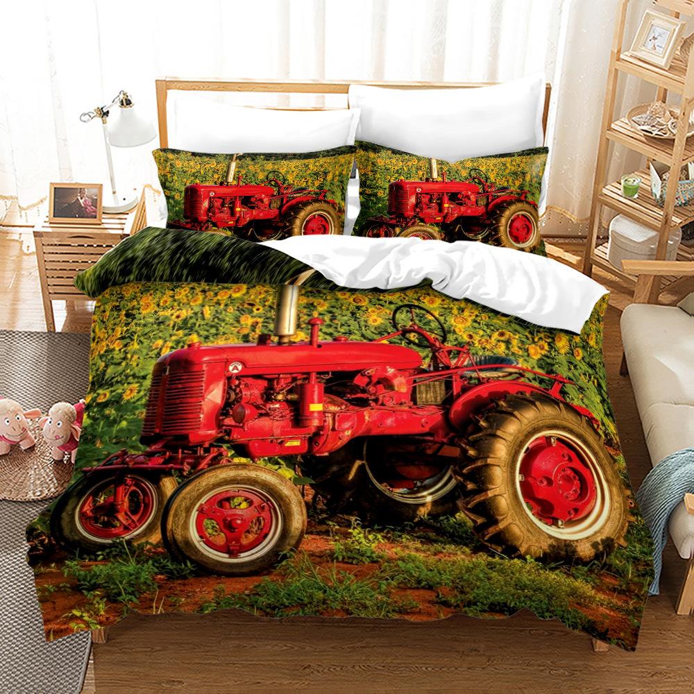 Bedding Three-Piece Set 3D Digital Printing Cool Tractor Series Bedding Three-Piece Set