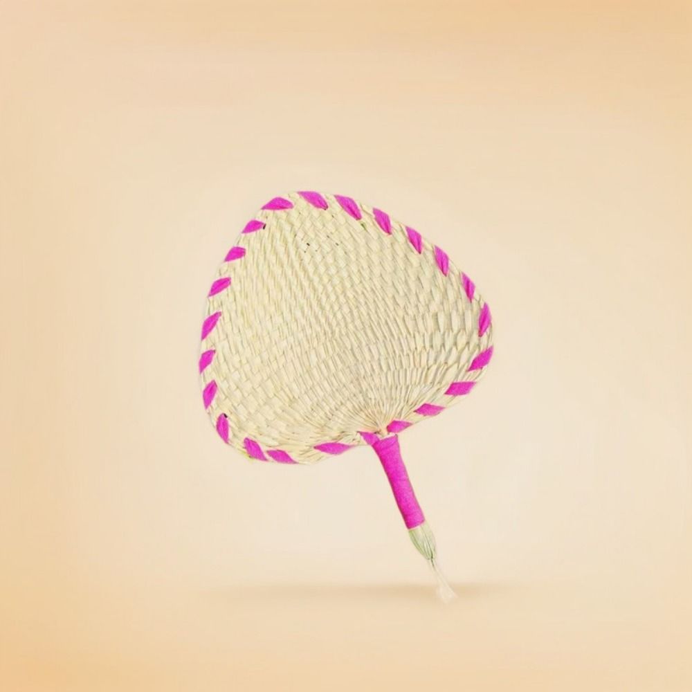 Colorful Straw Hand-woven Fan Ethnic style Straw Woven Fans Hand Cranked Fan  Home Decoration