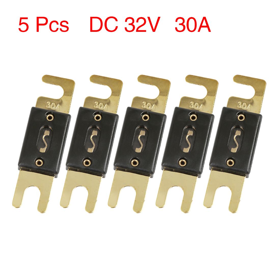 X Autohaux 5 Pcs ANL FusesGold Tone Plated Fuse for Car Audio System  30/40/50/60/70/100/130/17250/300Amp 30A Fuses for Cars